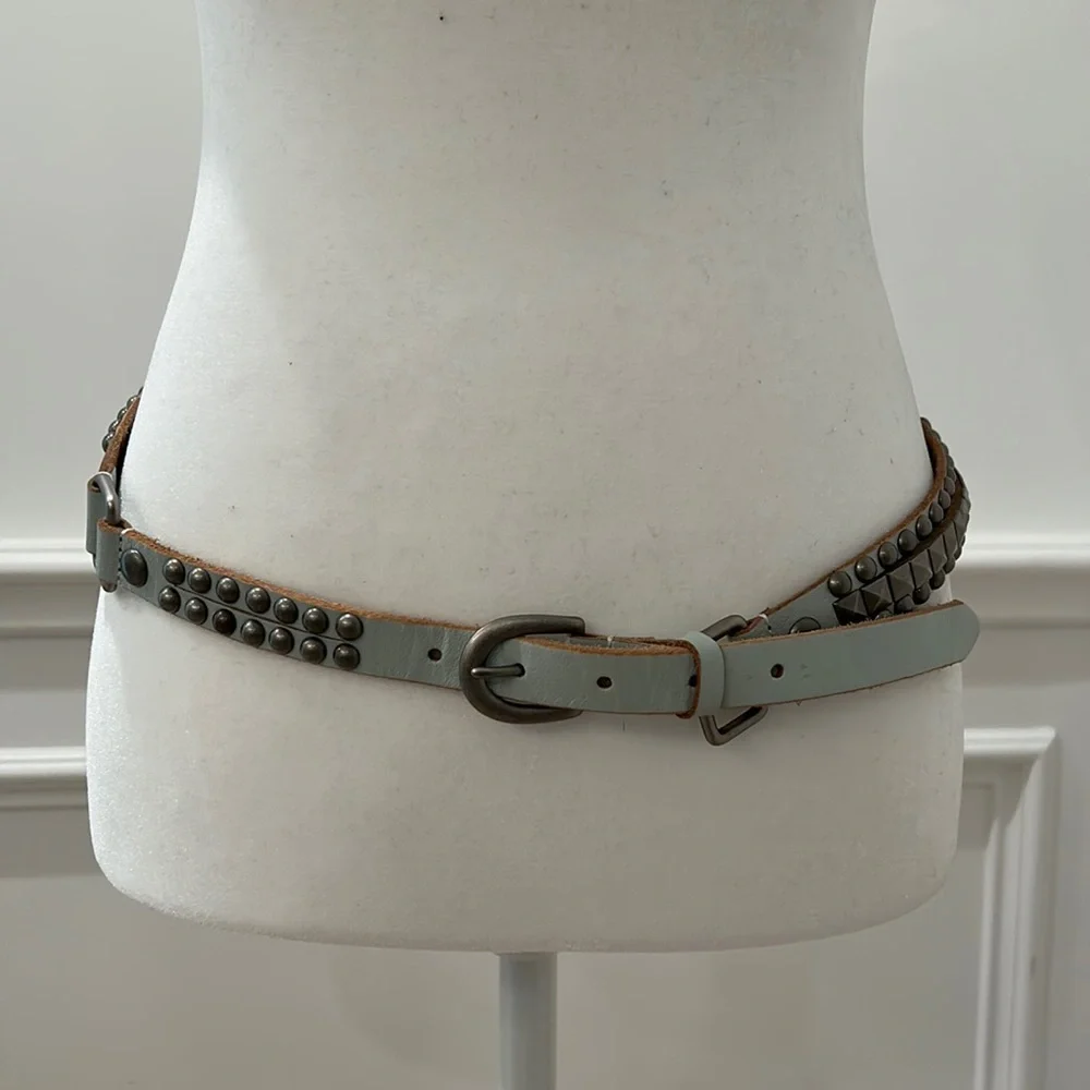 Teal embellished belt with grommets size medium